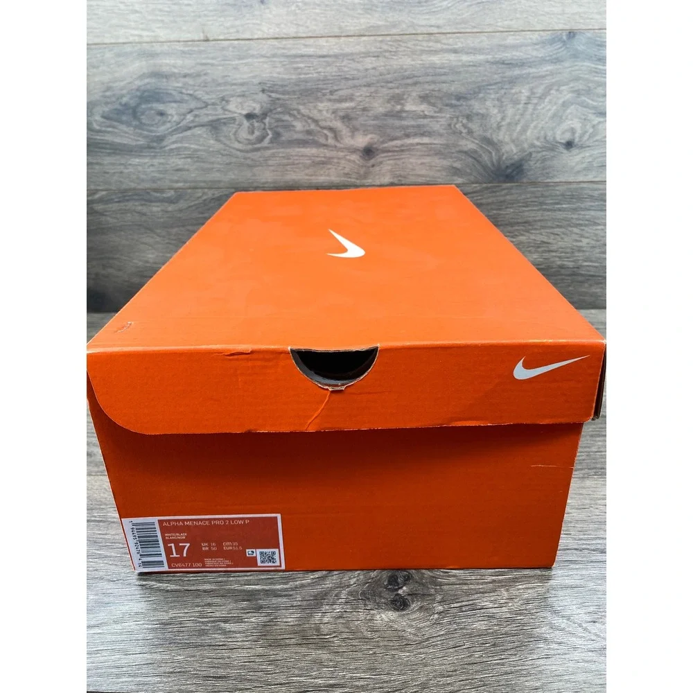 Nike Alpha Menace Pro 2 Low Football Cleats Mens 17 White Black CV6477-100